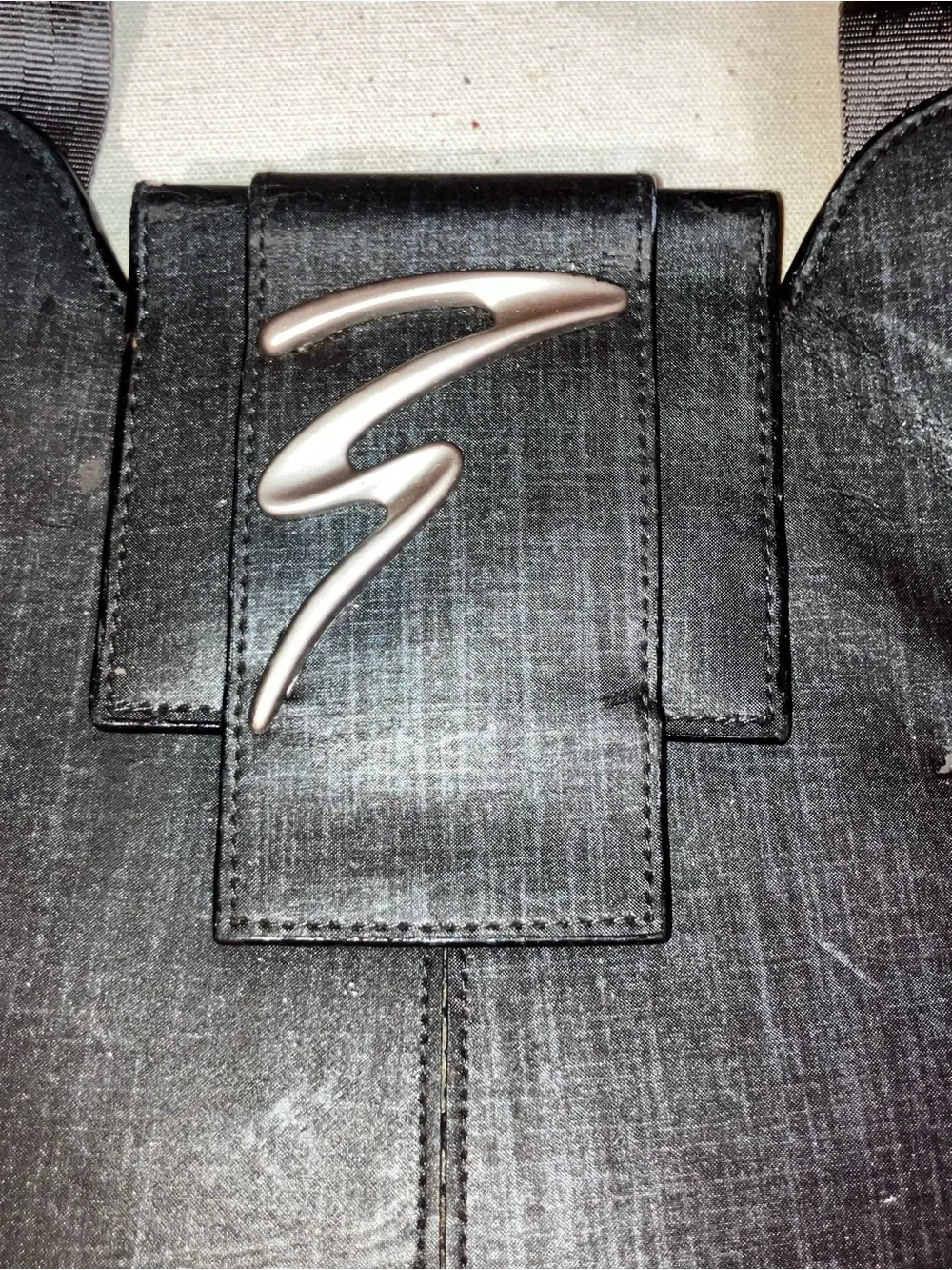 Vintage M.C. Gray Shoulder messenger Bag with Silver Accent